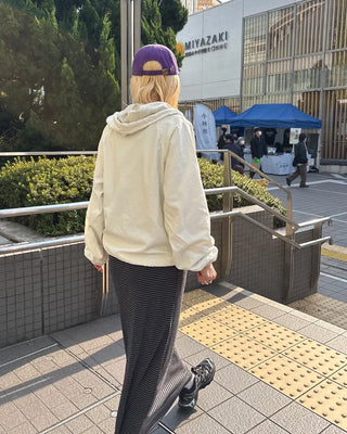 Melange-lined nylon hooded anorak