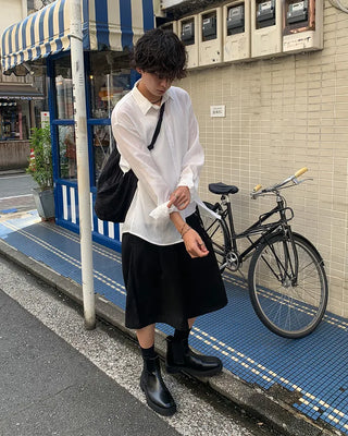 Pleated sheer long-sleeved shirt