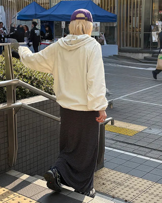 Melange-lined nylon hooded anorak