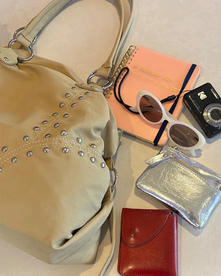 Double rivet line shoulder bag