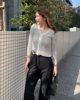 Striped V-neck cardigan