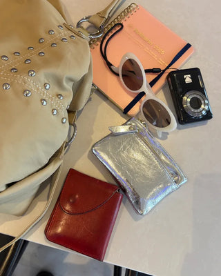 Double Zip Leather Mini Wallet