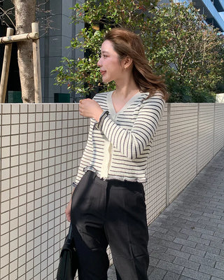 Striped V-neck cardigan