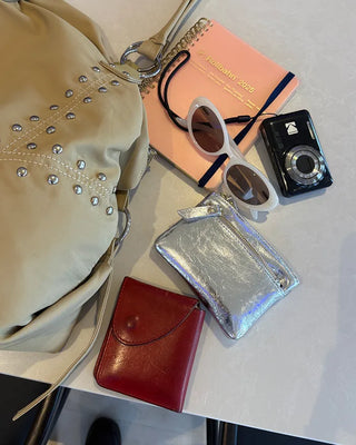Double Zip Leather Mini Wallet