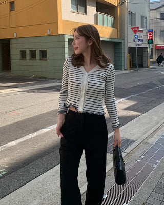 Striped V-neck cardigan