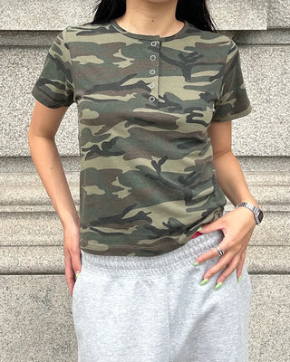 (ORIGINAL) Lettering Camo Half T-Shirt