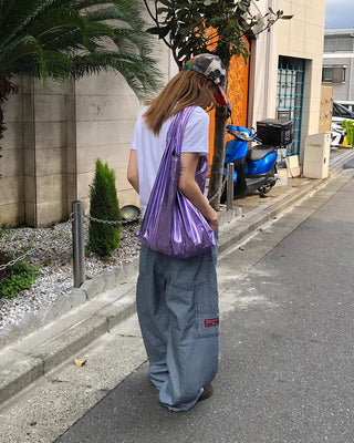 Pencil stripe balloon carpenter pants