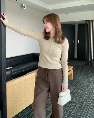 Slim Button Rib Knit