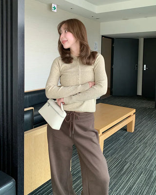 Slim Button Rib Knit