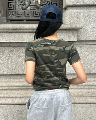 (ORIGINAL) Lettering Camo Half T-Shirt