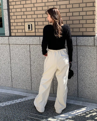 Plain elastic waist sweatpants