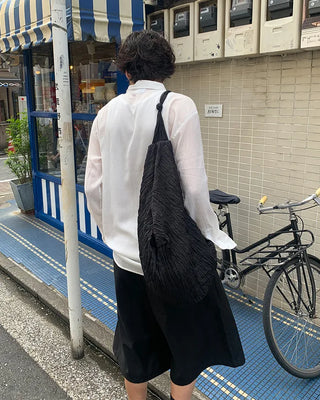 Pleated sheer long-sleeved shirt