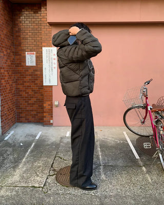 Cross-quilted down jacket