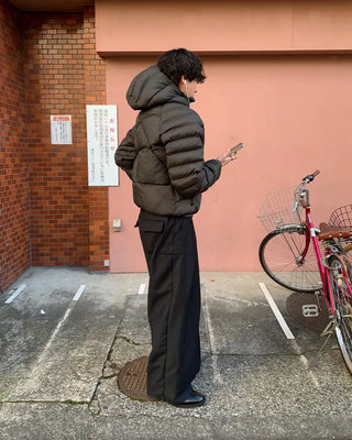 Cross-quilted down jacket