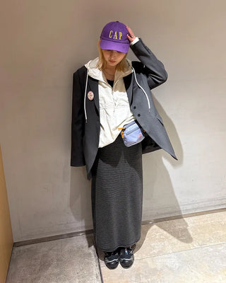 Melange-lined nylon hooded anorak