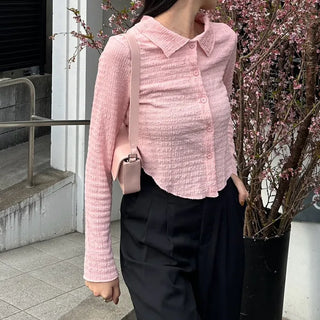 Asymmetrical Cropped Color Cardigan