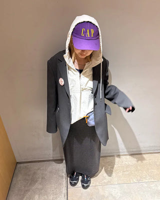 Melange-lined nylon hooded anorak