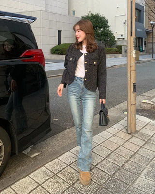 Gold button tweed jacket