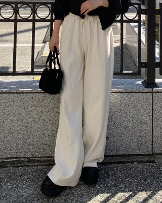 Plain elastic waist sweatpants