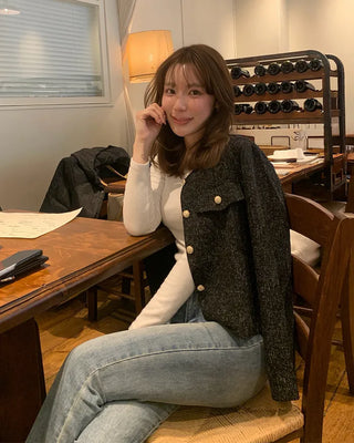 Gold button tweed jacket