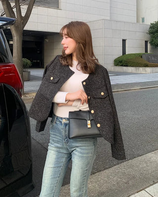 Gold button tweed jacket
