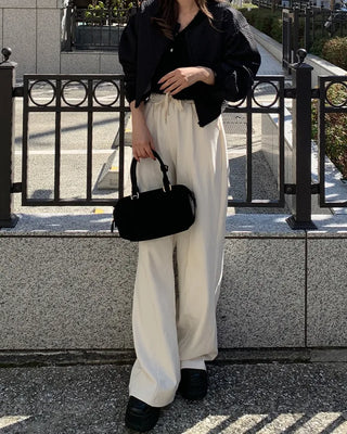 Plain elastic waist sweatpants