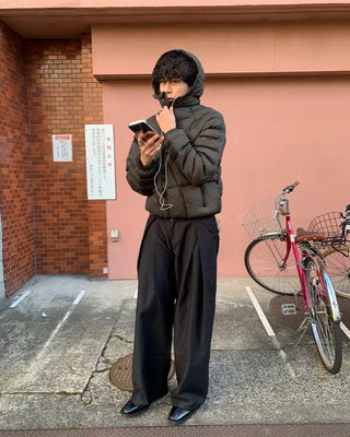 Cross-quilted down jacket