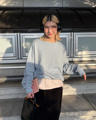 Round neck simple long T-shirt
