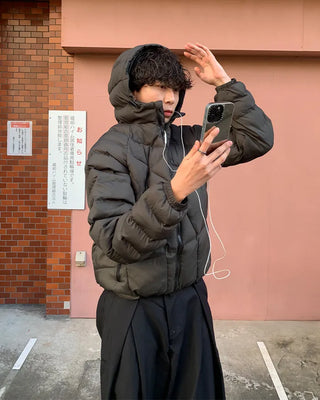 Cross-quilted down jacket