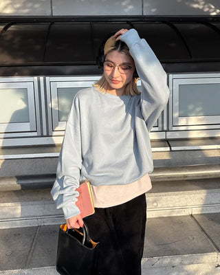 Round neck simple long T-shirt