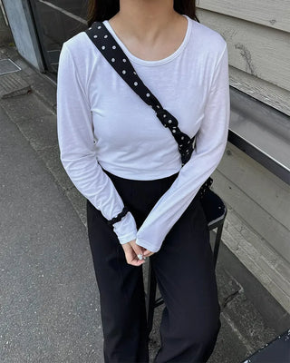 Jewel neck long T-shirt