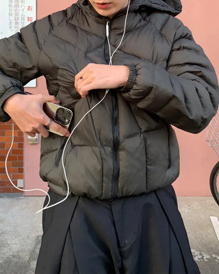 Cross-quilted down jacket