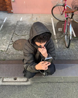 Cross-quilted down jacket