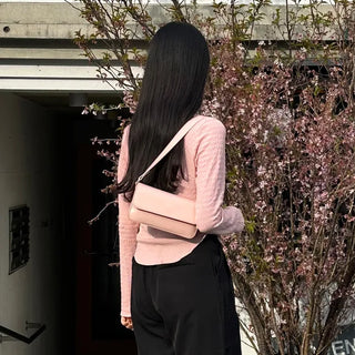 Asymmetrical Cropped Color Cardigan