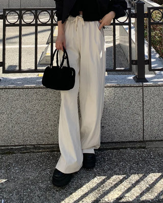 Plain elastic waist sweatpants