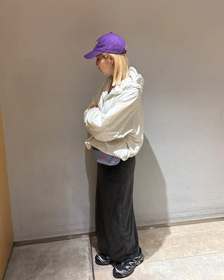 Melange-lined nylon hooded anorak