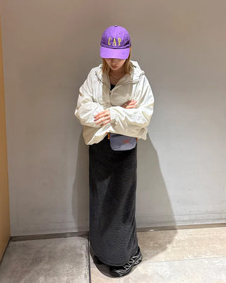Melange-lined nylon hooded anorak