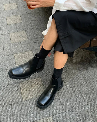 Square-line ankle boots