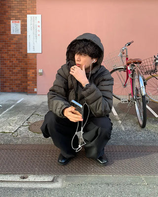Cross-quilted down jacket