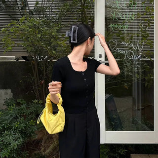 Vivid Shirring Square Tote Bag