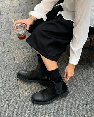 Square-line ankle boots