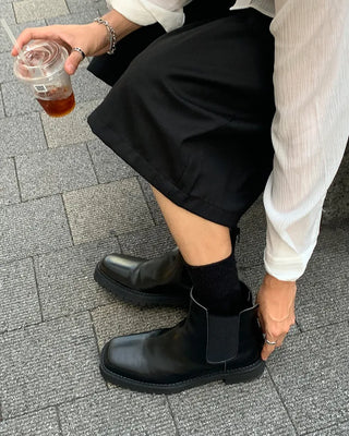 Square-line ankle boots