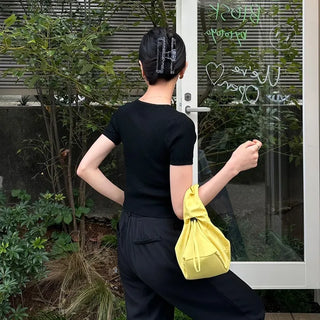 Vivid Shirring Square Tote Bag