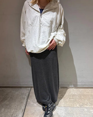 Melange-lined nylon hooded anorak