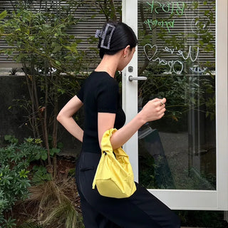 Vivid Shirring Square Tote Bag