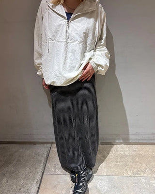 Wide-waist slim striped maxi skirt