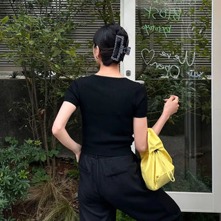 Vivid Shirring Square Tote Bag