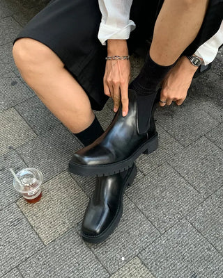 Square-line ankle boots