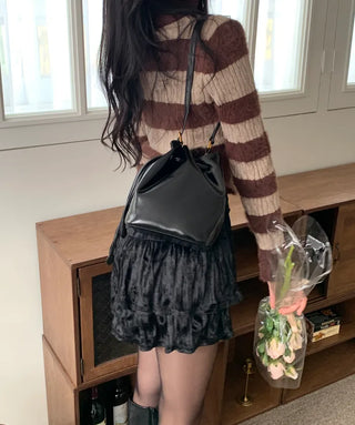 [2 colors] Velour tiered skirt