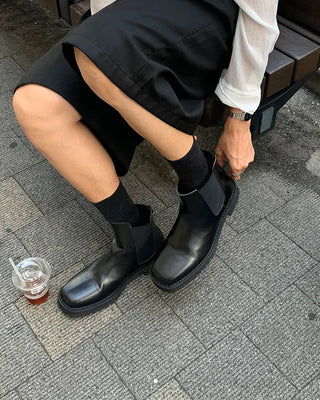 Square-line ankle boots